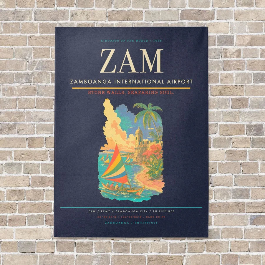 Zamboanga International Airport ZAM vertical canvas print - no frame - navy blue background