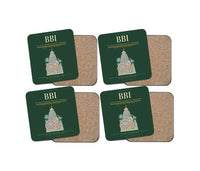 Thumbnail for Biju Patnaik International Airport (BBI) design on dark green 4 pieces set coaster