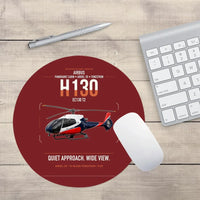 Thumbnail for Airbus H130 design on dark red round mouse pad