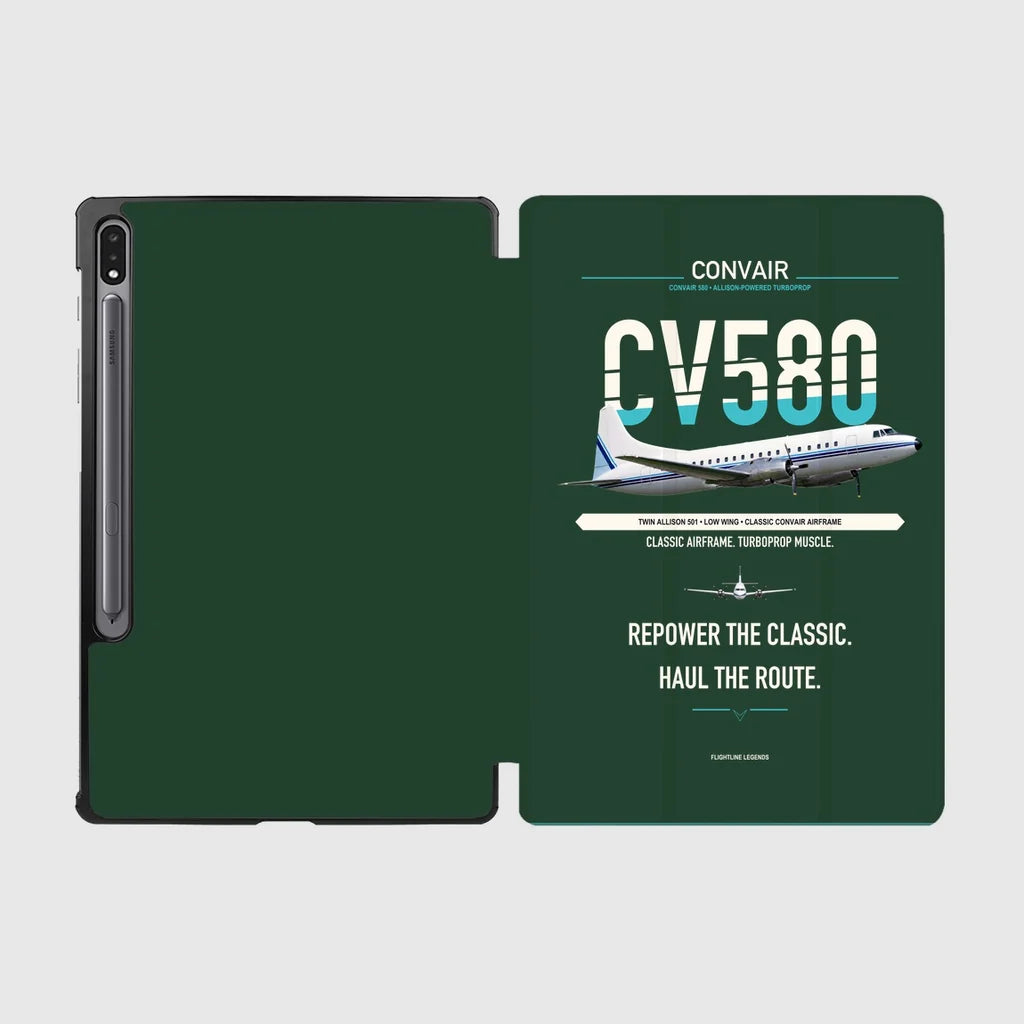 Convair 580 design on dark green samsung tablet tablet case