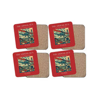 Thumbnail for The Airmail Run - Designed Coasters design on red 4-pieces-set