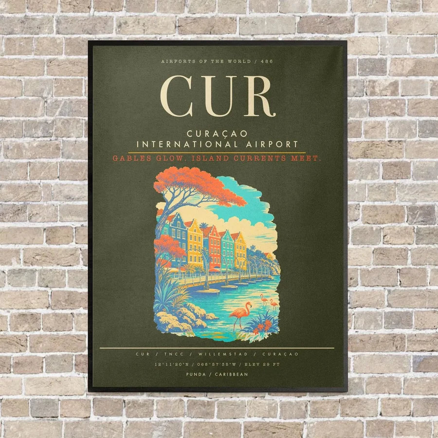 Curacao International Airport CUR - Canvas Framed - Green Army