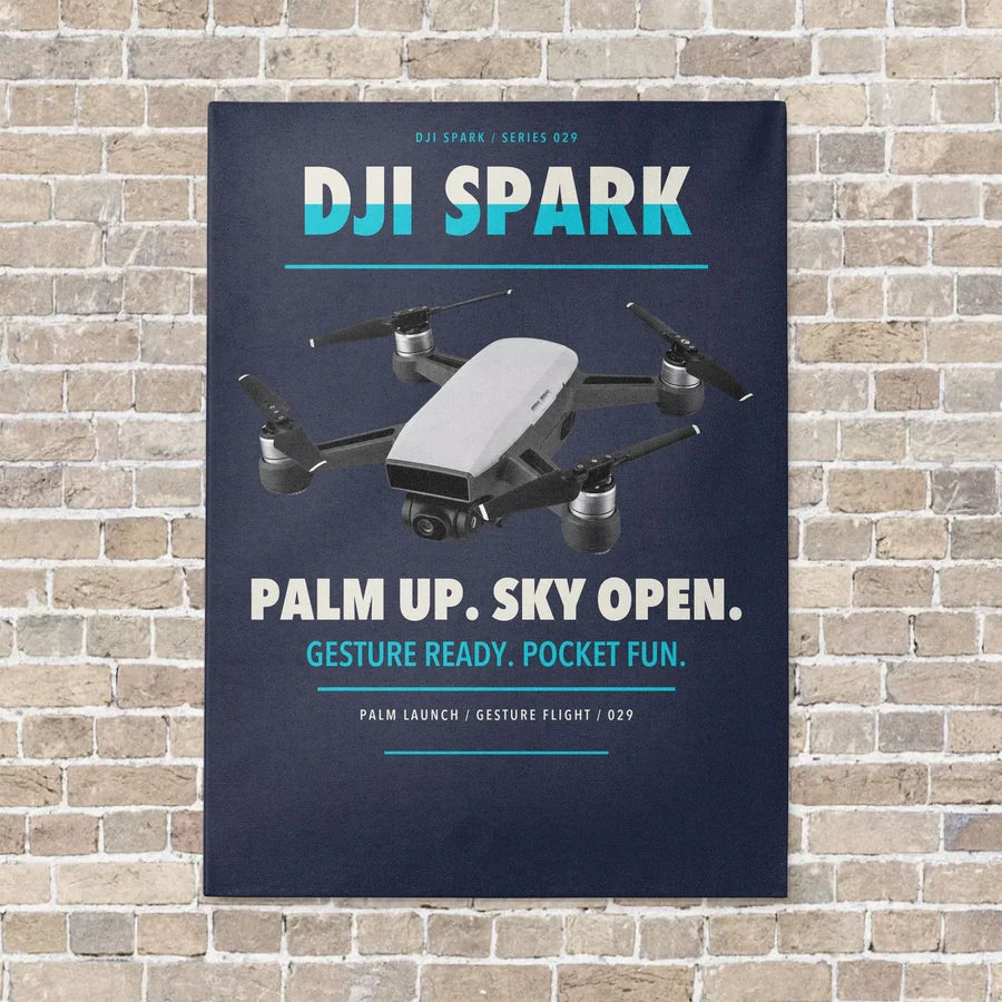 DJI Spark vertical canvas print - no frame - navy blue background