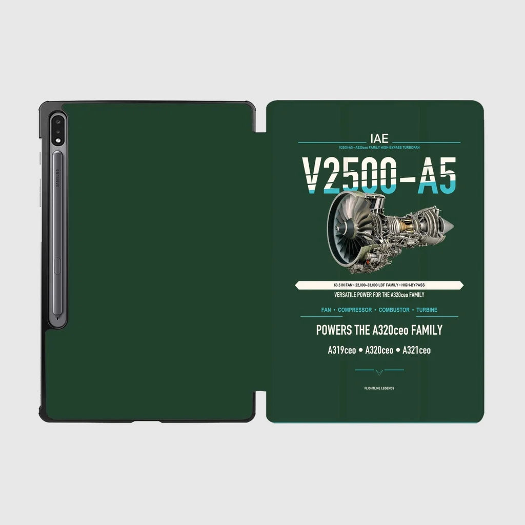 V2500-A5 design on dark green samsung tablet tablet case