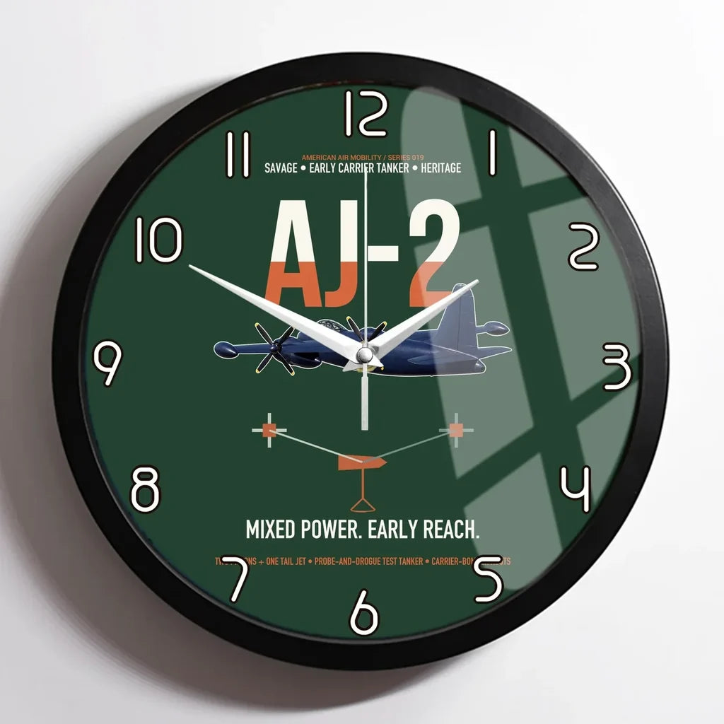 AJ-2 Savage Tanker design on dark green framed wall clock