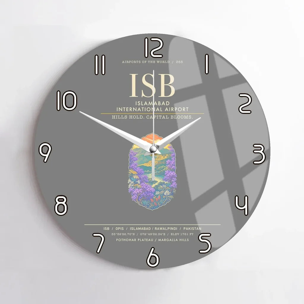 Islamabad International Airport ISB Wall-Clock No-Frame - Gray