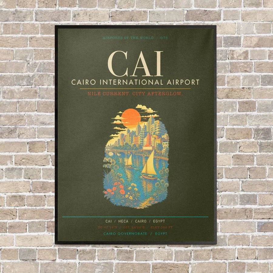 Cairo International Airport CAI - Canvas Framed - Green Army