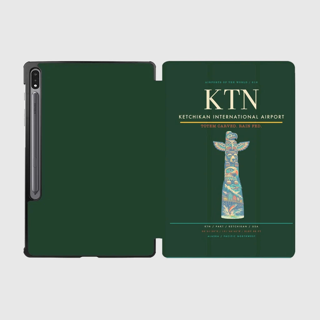 Ketchikan International Airport (KTN) design on dark green samsung tablet tablet case