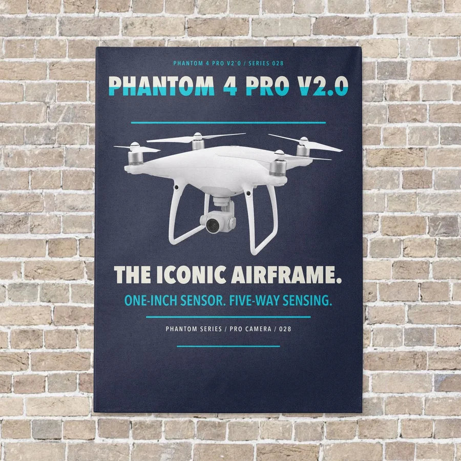 DJI Phantom 4 Pro V2.0 vertical canvas print - no frame - navy blue background