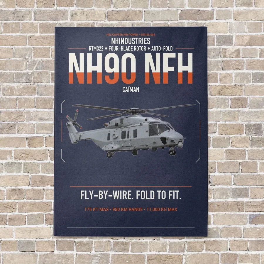 NHIndustries NH90 NFH Caïman vertical canvas print - no frame - navy blue background