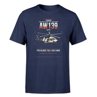 Thumbnail for Leonardo AW139 design on navy blue t-shirt, single-side print