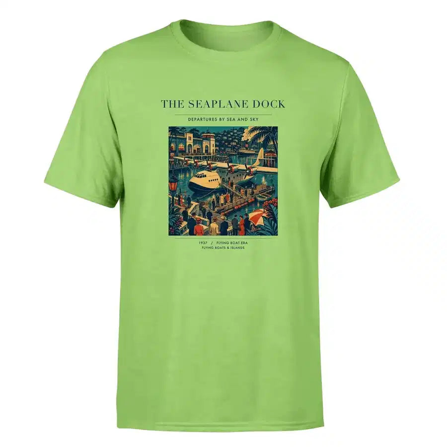 VINTAGE G4056 - The Seaplane Dock - Premium T-Shirt design on lightgreen premium t shirt