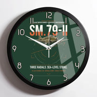 Thumbnail for Savoia-Marchetti SM.79-II Sparviero design on dark green framed wall clock