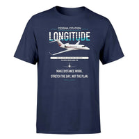 Thumbnail for Cessna Citation Longitude design on navy blue double-side t-shirt, single-side print