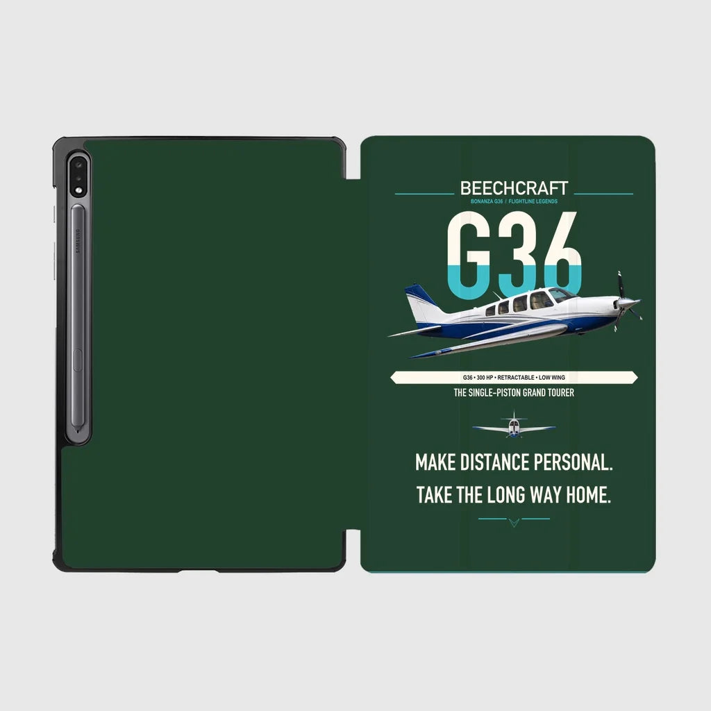 Beechcraft Bonanza G36 design on dark green samsung tablet tablet case