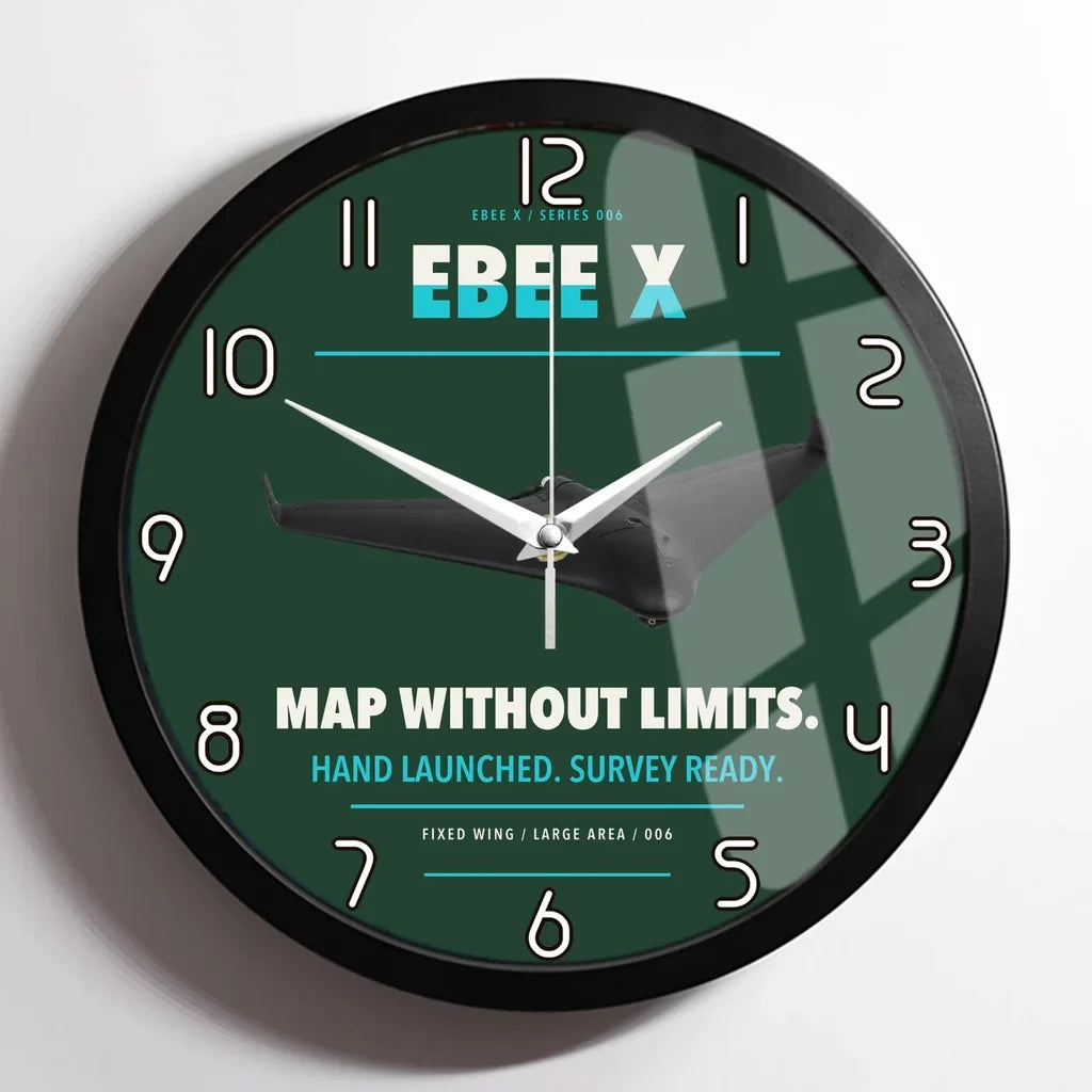 AgEagle eBee X design on dark green framed wall clock