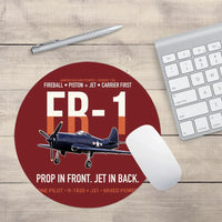 Thumbnail for FR-1 Fireball Prop in Front Jet in Back design on dark red round mouse pad