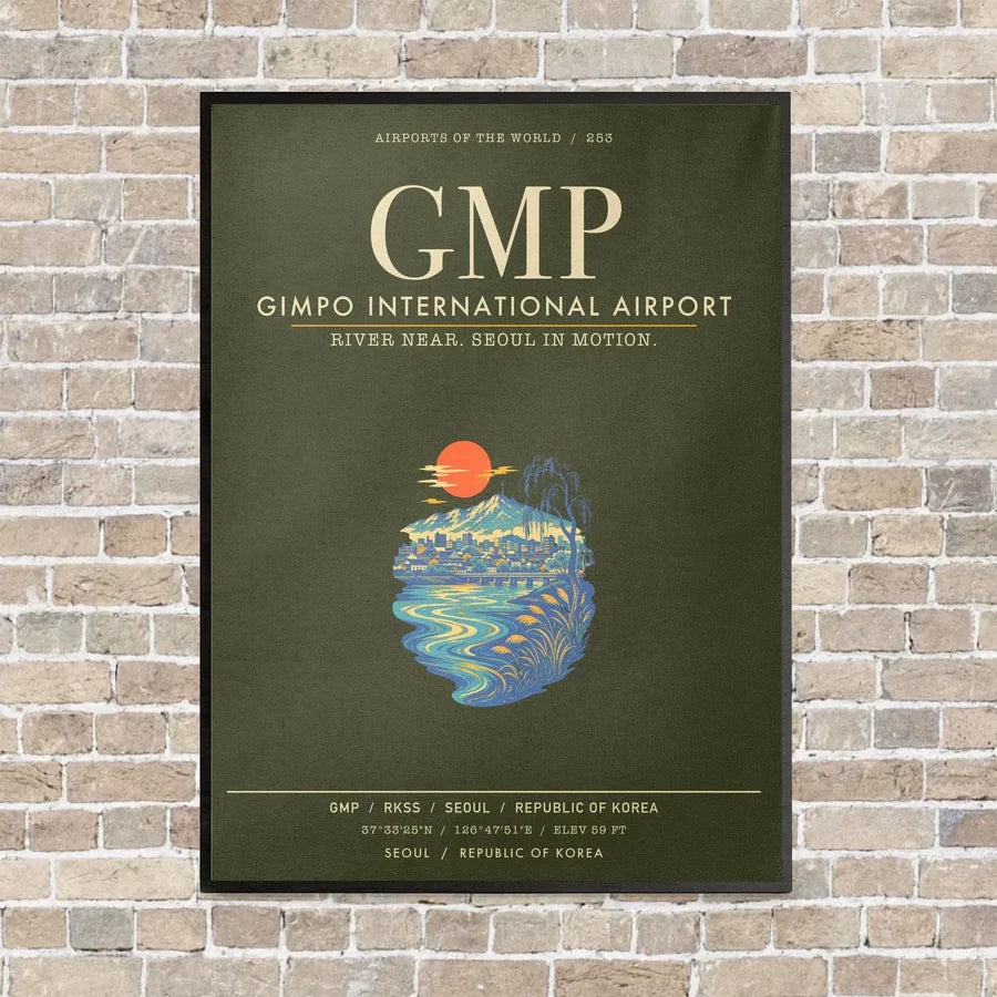 Gimpo International Airport GMP - Canvas Framed - Green Army