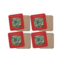 Thumbnail for The Seaside Trials - Designed Coasters design on red 4-pieces-set