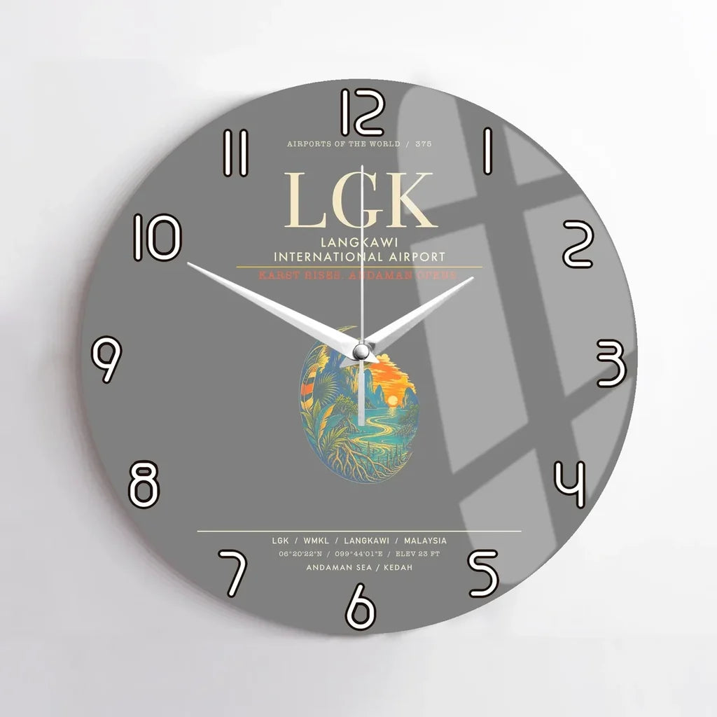 Langkawi International Airport LGK Wall-Clock No-Frame - Gray