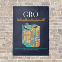 Thumbnail for Girona–Costa Brava Airport GRO vertical canvas print - no frame - navy blue background