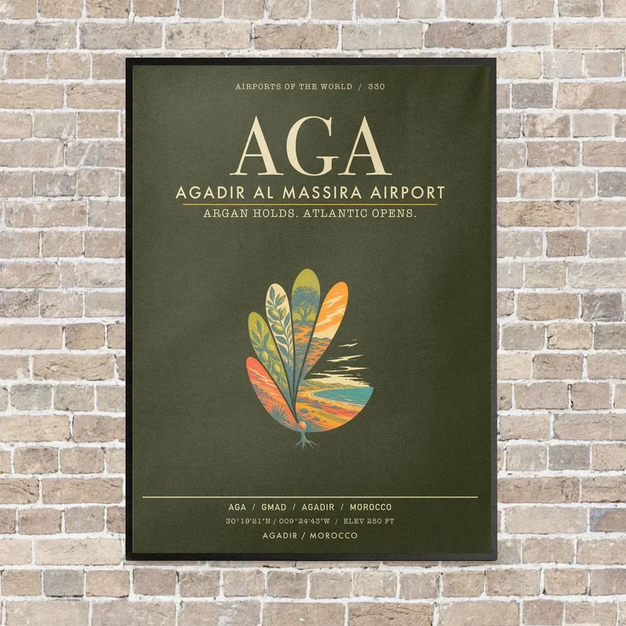 Agadir Al Massira Airport AGA - Canvas Framed - Green Army