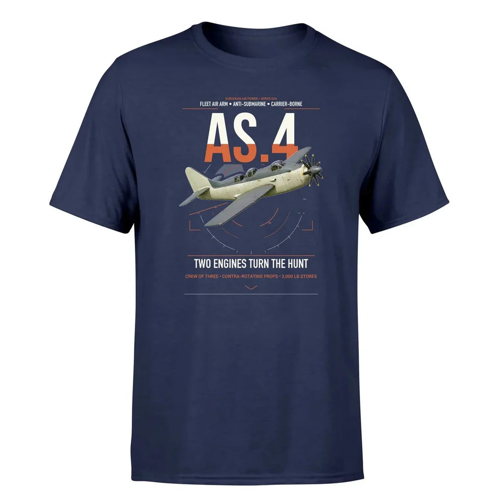 Fairey Gannet AS.4 design on navy blue t-shirt, single-side print