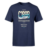 Thumbnail for Cessna A188B AgTruck design on navy blue t-shirt, single-side print
