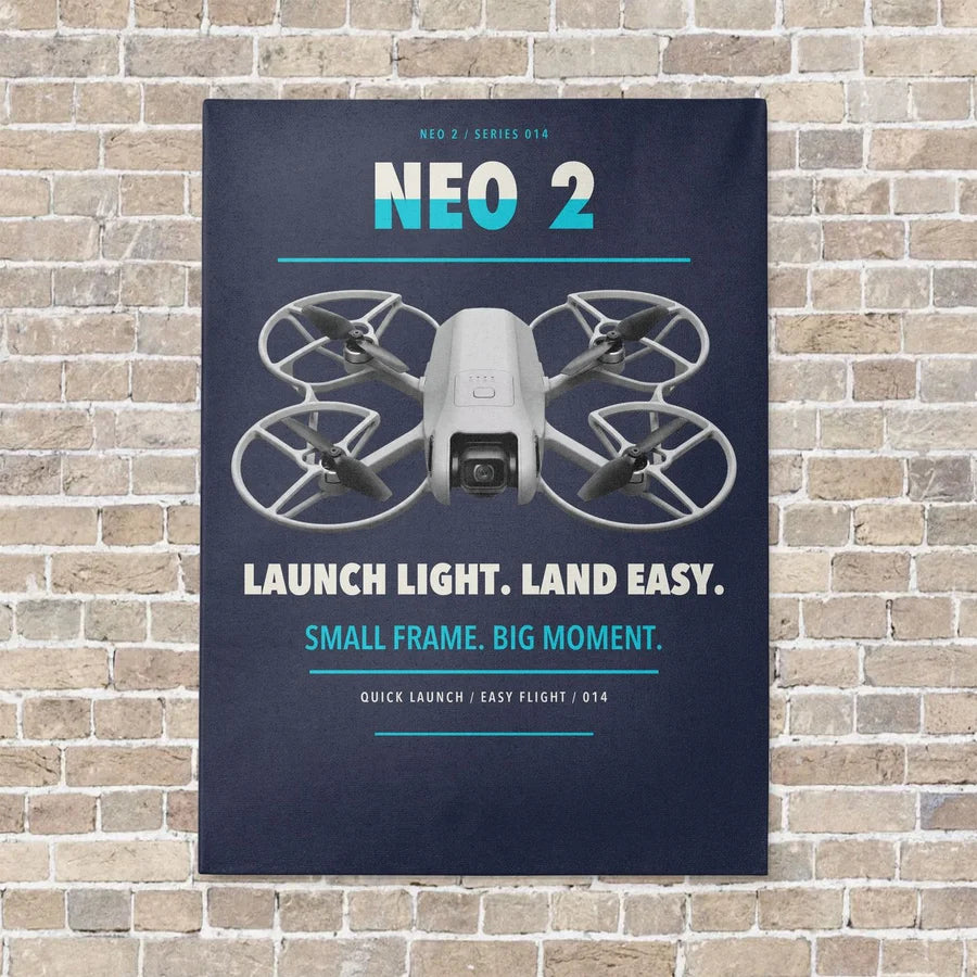 DJI Neo 2 vertical canvas print - no frame - navy blue background