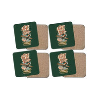 Thumbnail for The First Pass Wakes The Field design on dark green 4 pieces set coaster