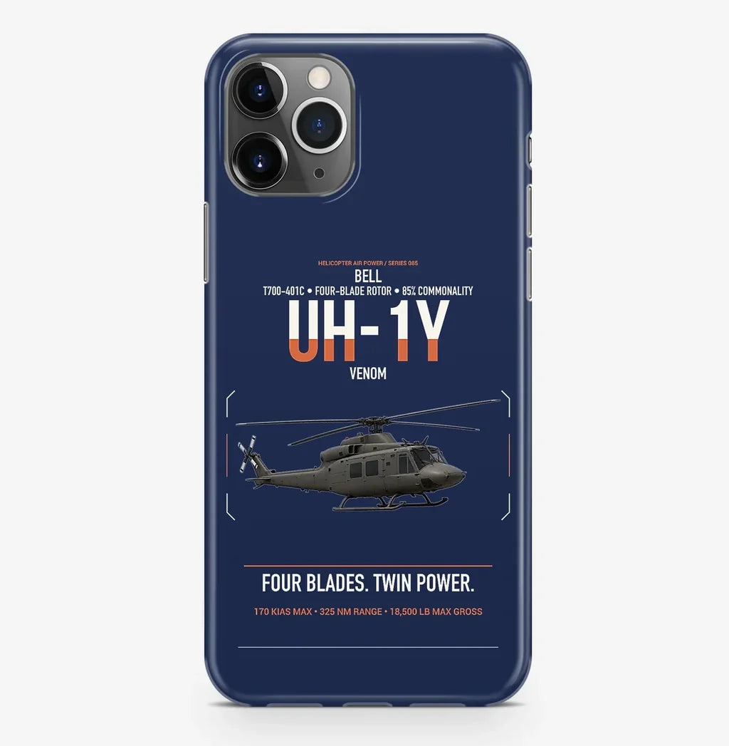 Bell UH-1Y Venom design on navy blue magsafe iphone case, for iPhone Pro Max