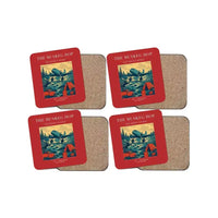 Thumbnail for The Muskeg Hop - Designed Coasters design on red 4-pieces-set