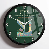 Thumbnail for Cheyenne Regional Airport (CYS) design on dark green framed wall clock