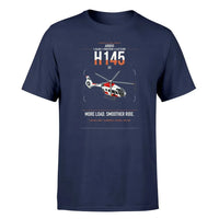 Thumbnail for Airbus H145 D3 design on navy blue t-shirt, single-side print