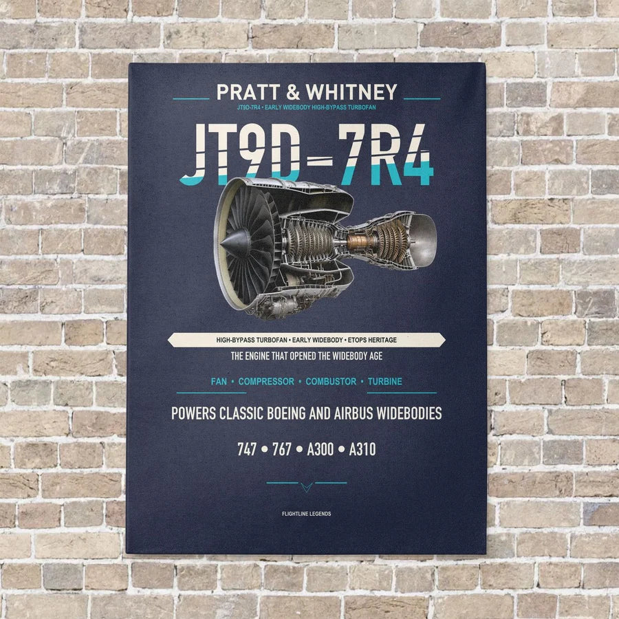 JT9D-7R4 vertical canvas print - no frame - navy blue background