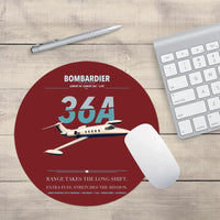 Thumbnail for Bombardier Learjet 36A design on dark red round mouse pad