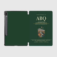 Thumbnail for Albuquerque International Sunport (ABQ) design on dark green samsung tablet tablet case