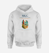 Thumbnail for Muskegon County Airport (MKG) design on white hoodie single-side print