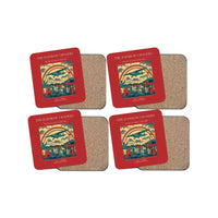 Thumbnail for The Rainbow Chasers - Designed Coasters design on red 4-pieces-set