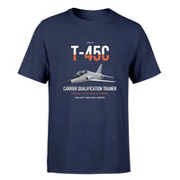 Thumbnail for T-45C Goshawk design on navy blue double-side t-shirt, single-side print