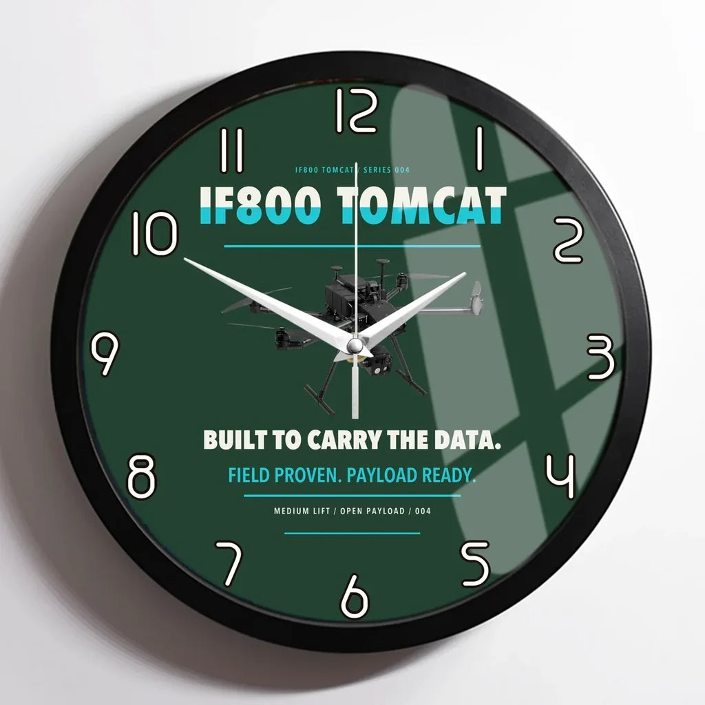 Inspired Flight IF800 Tomcat design on dark green framed wall clock