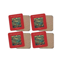 Thumbnail for The Valley Service - Designed Coasters design on red 4-pieces-set