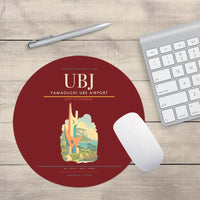 Thumbnail for Yamaguchi Ube Airport (UBJ) design on dark red round mouse pad