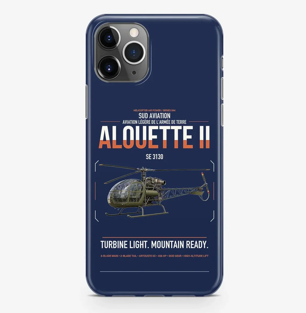 Sud Aviation SE 3130 Alouette II design on navy blue magsafe iphone case, for iPhone Pro Max