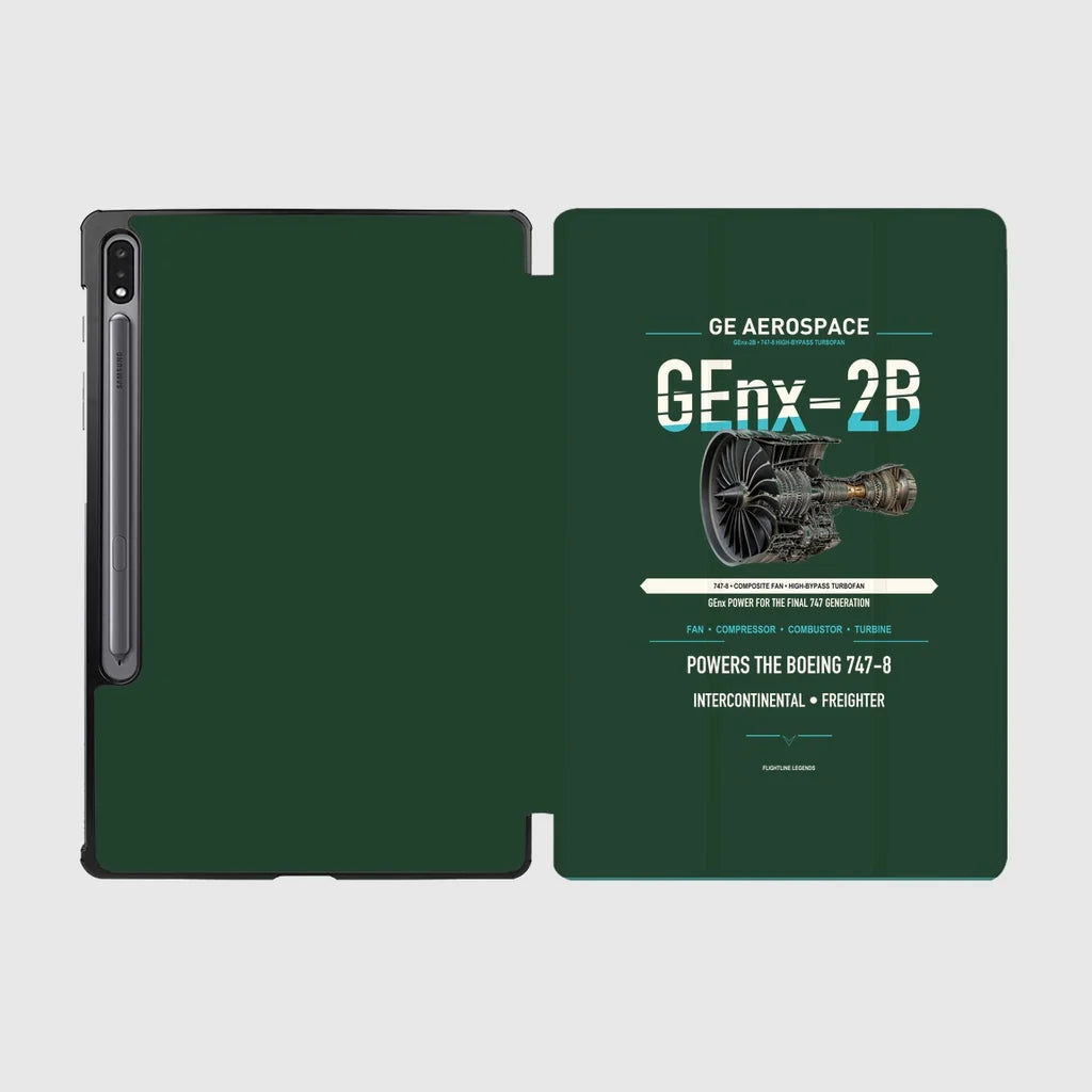 GEnx-2B design on dark green samsung tablet tablet case
