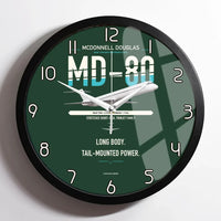 Thumbnail for McDonnell Douglas MD-80 design on dark green framed wall clock