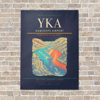 Thumbnail for Kamloops Airport YKA vertical canvas print - no frame - navy blue background