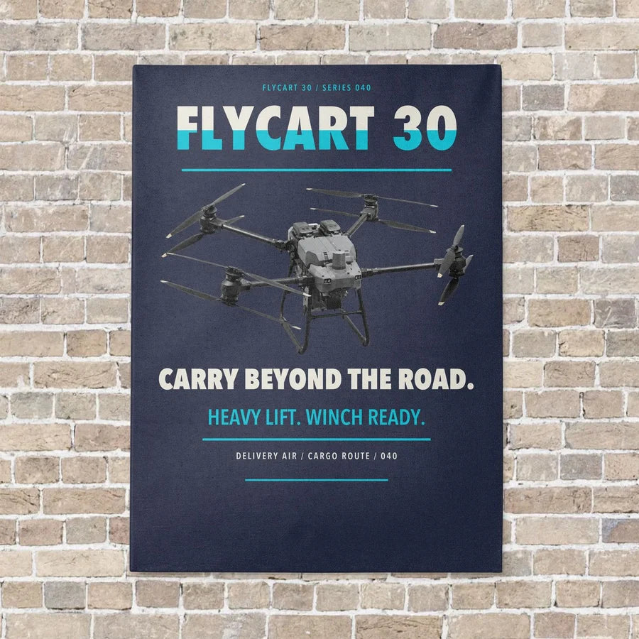 DJI FlyCart 30 vertical canvas print - no frame - navy blue background