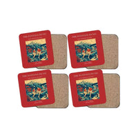 Thumbnail for The Pontoon Picnic - Designed Coasters design on red 4-pieces-set