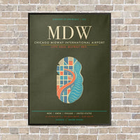Thumbnail for Chicago Midway International Airport MDW - Canvas Framed - Green Army